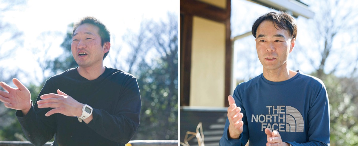 プロギングへの思いを語る宇野さん（右）とメンバーの一人・芝田達也さん