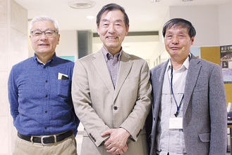 会を支える面々（左から理事の杉山光右さん、平野さん、貝嶋さん）