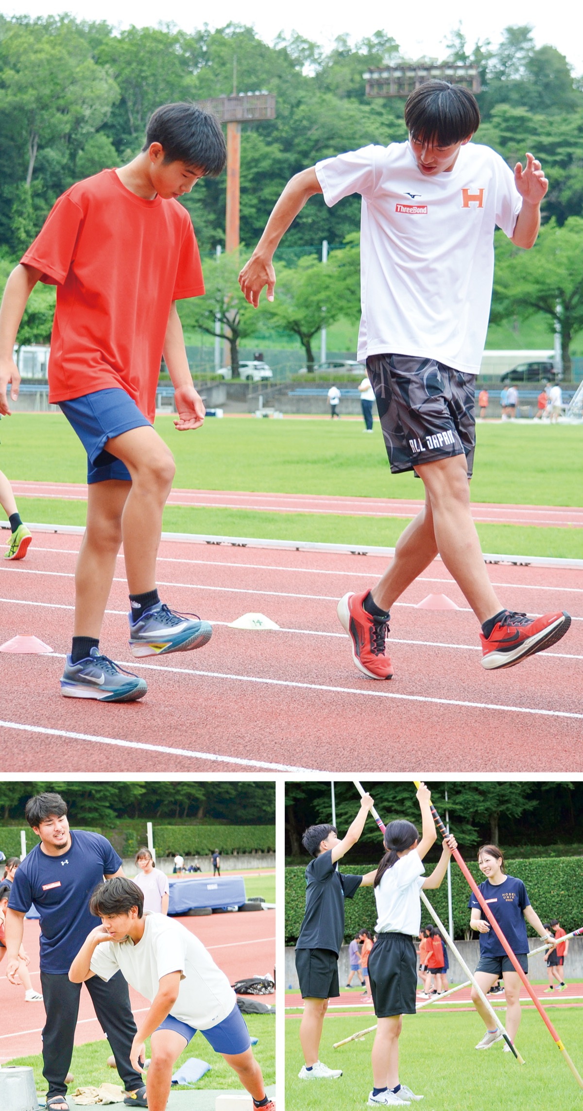 競技ごとに陸上競技部の大学生が指導した