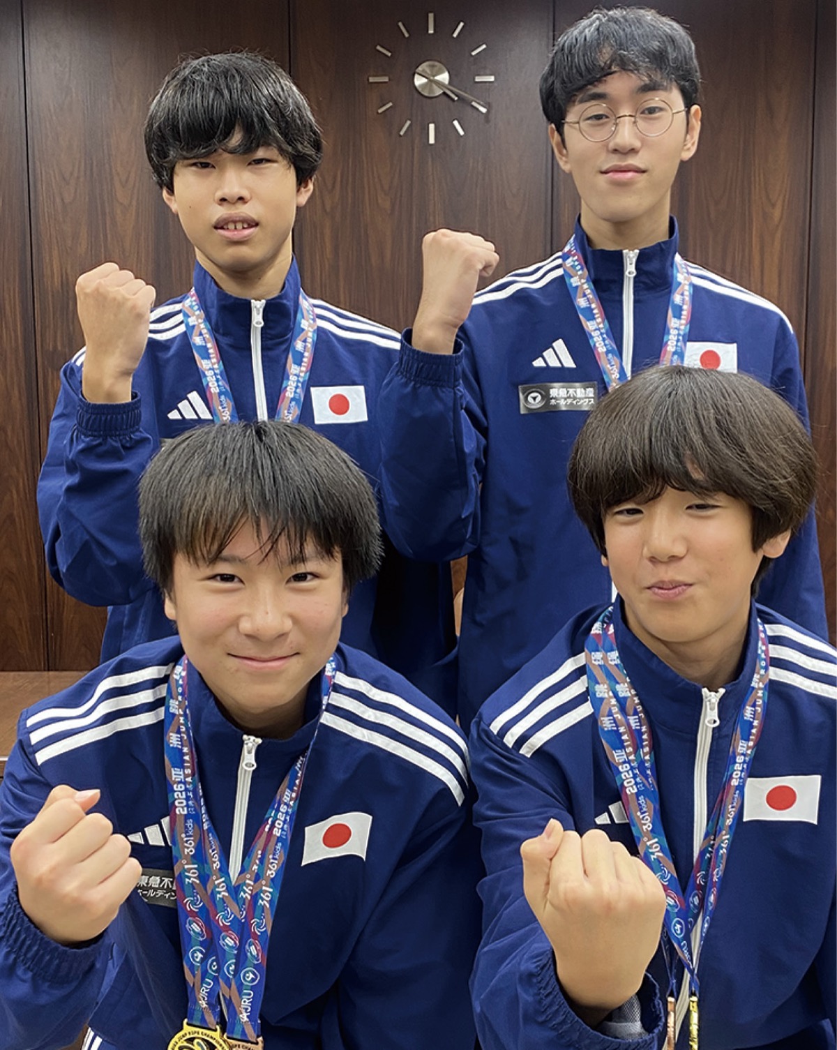 ジュニア部門で活躍した(左上から時計回りに)中馬さん、本多さん、福原さん、岩崎さん