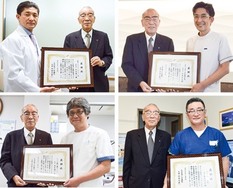 （写真左から時計回りに）引田俊一医師、今宮圭太歯科医師、菊地千宏歯科医師、岡田誠二歯科医師