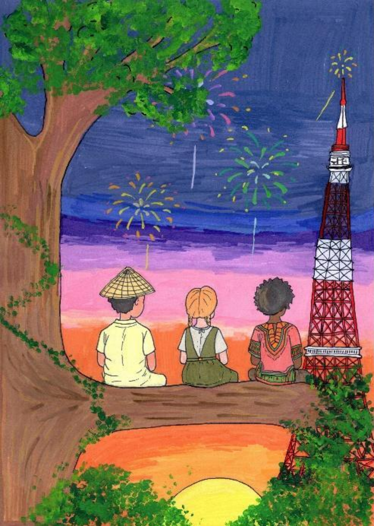 花火と東京タワー