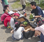 黒沢代表から植物を学ぶ児童