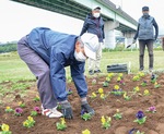 花を植える寺岡副会長