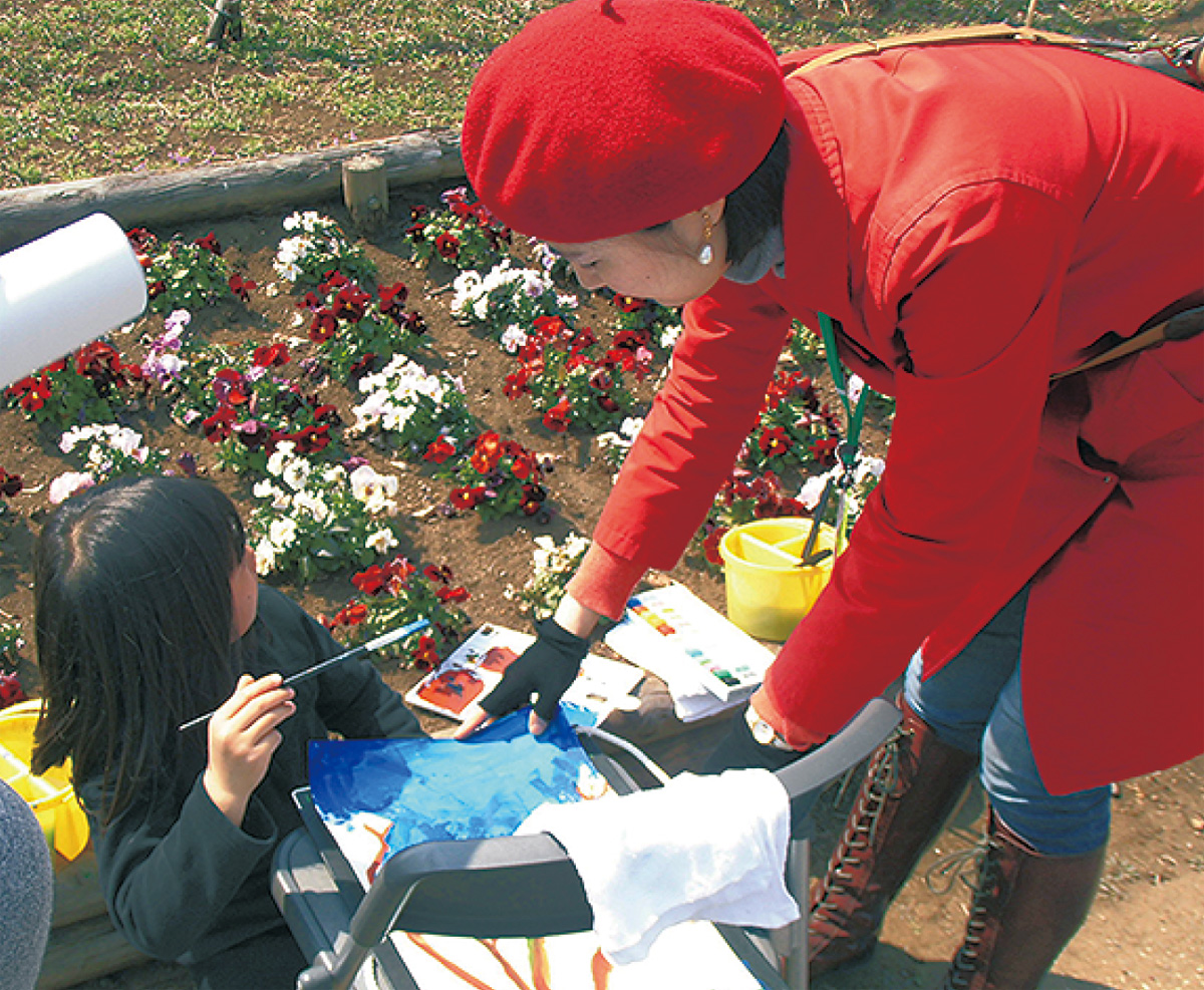 三川公園で絵画教室