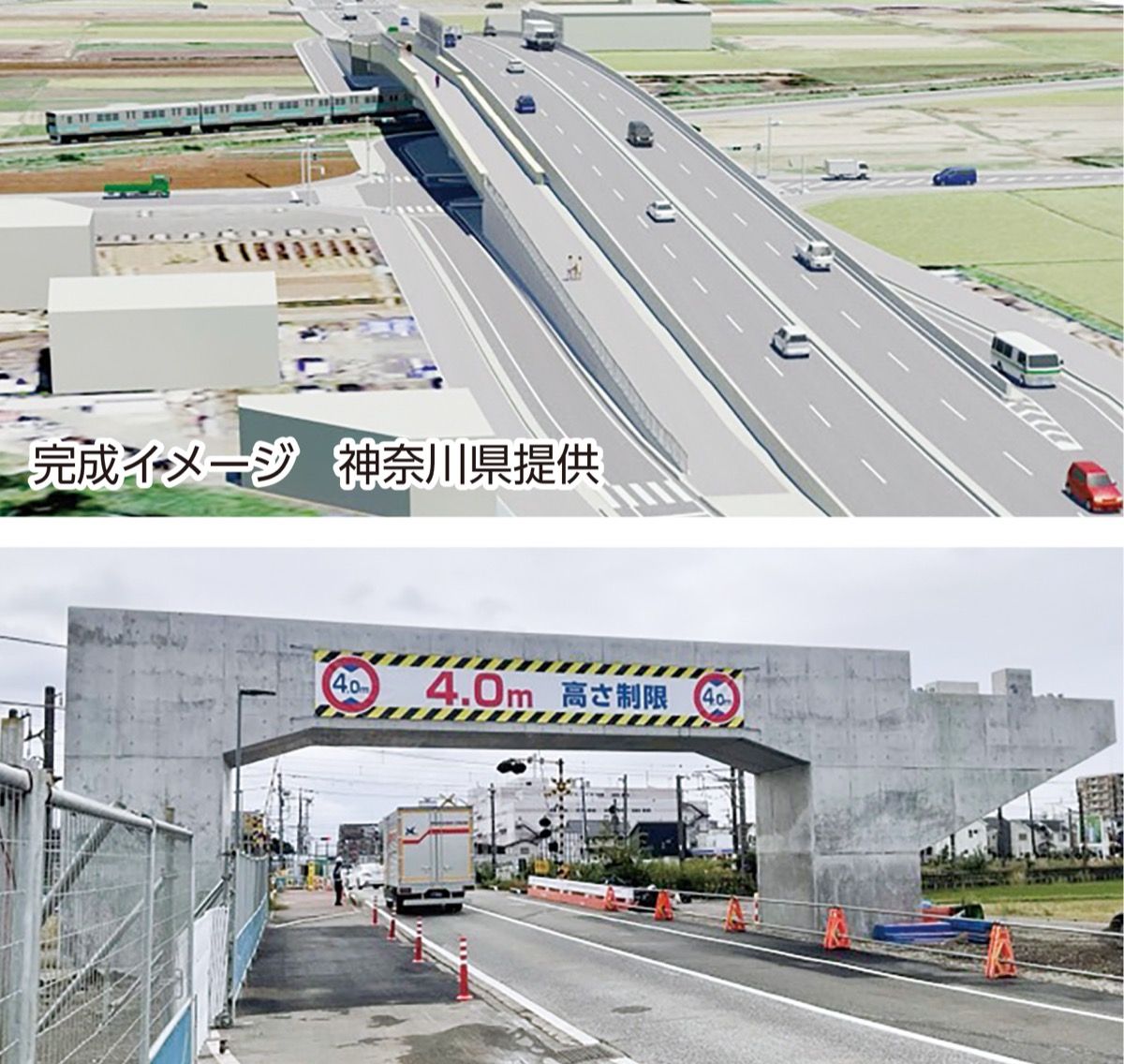 4車線が線路をこえる「上郷立体