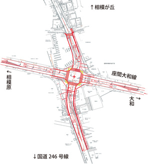 小松原交差点の設計図面＝座間市提供