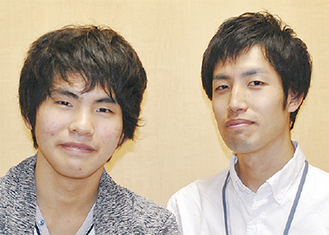 矢野君（左）と担任の向田先生