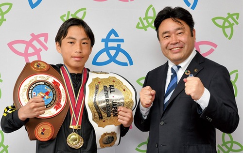 渡部選手と山口市長