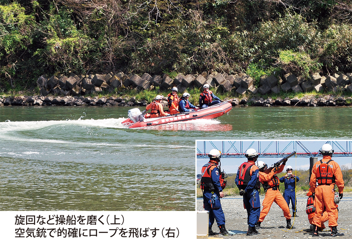 相模川で実践救助訓練