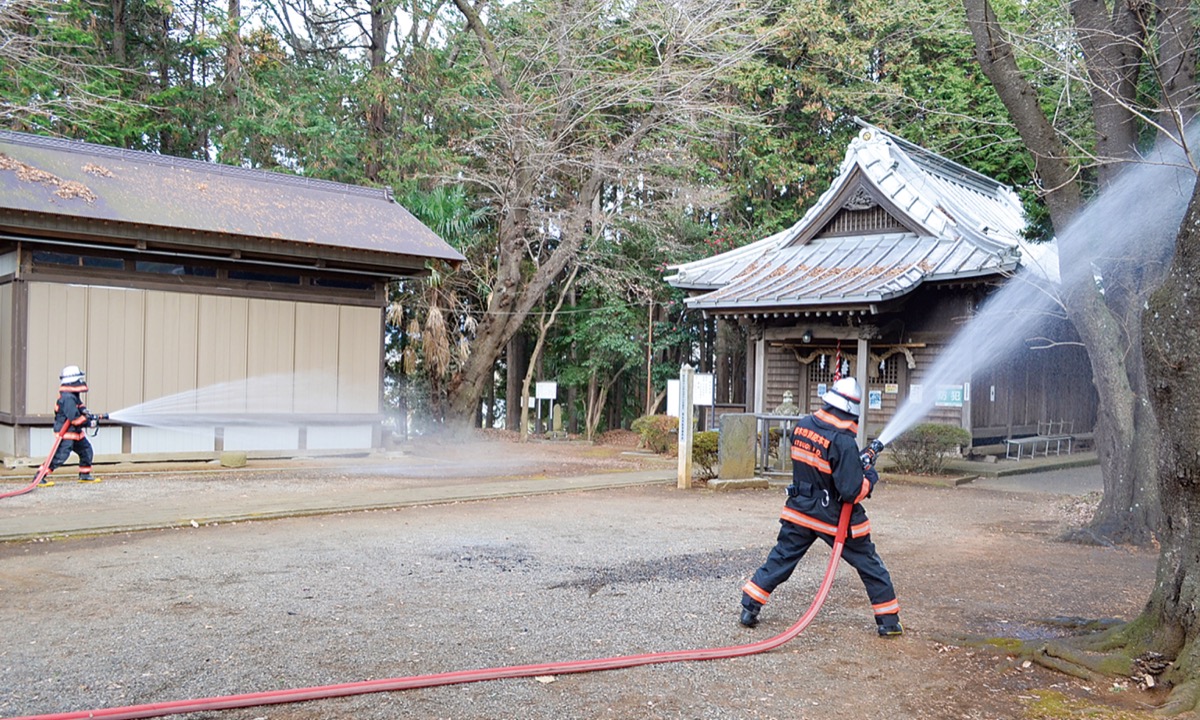 春日神社 関係者らが消防訓練 文化財防火デーに合わせ