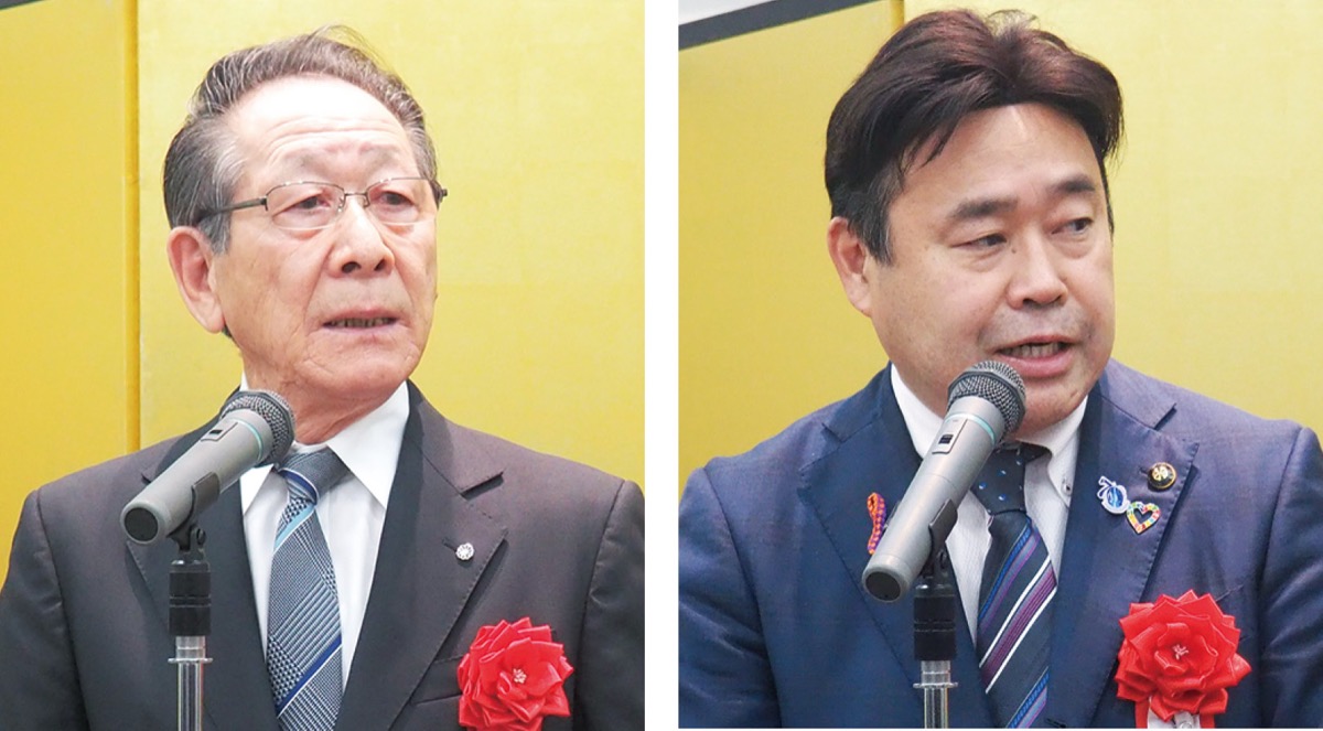 （左）小野澤町長（右）山口市長