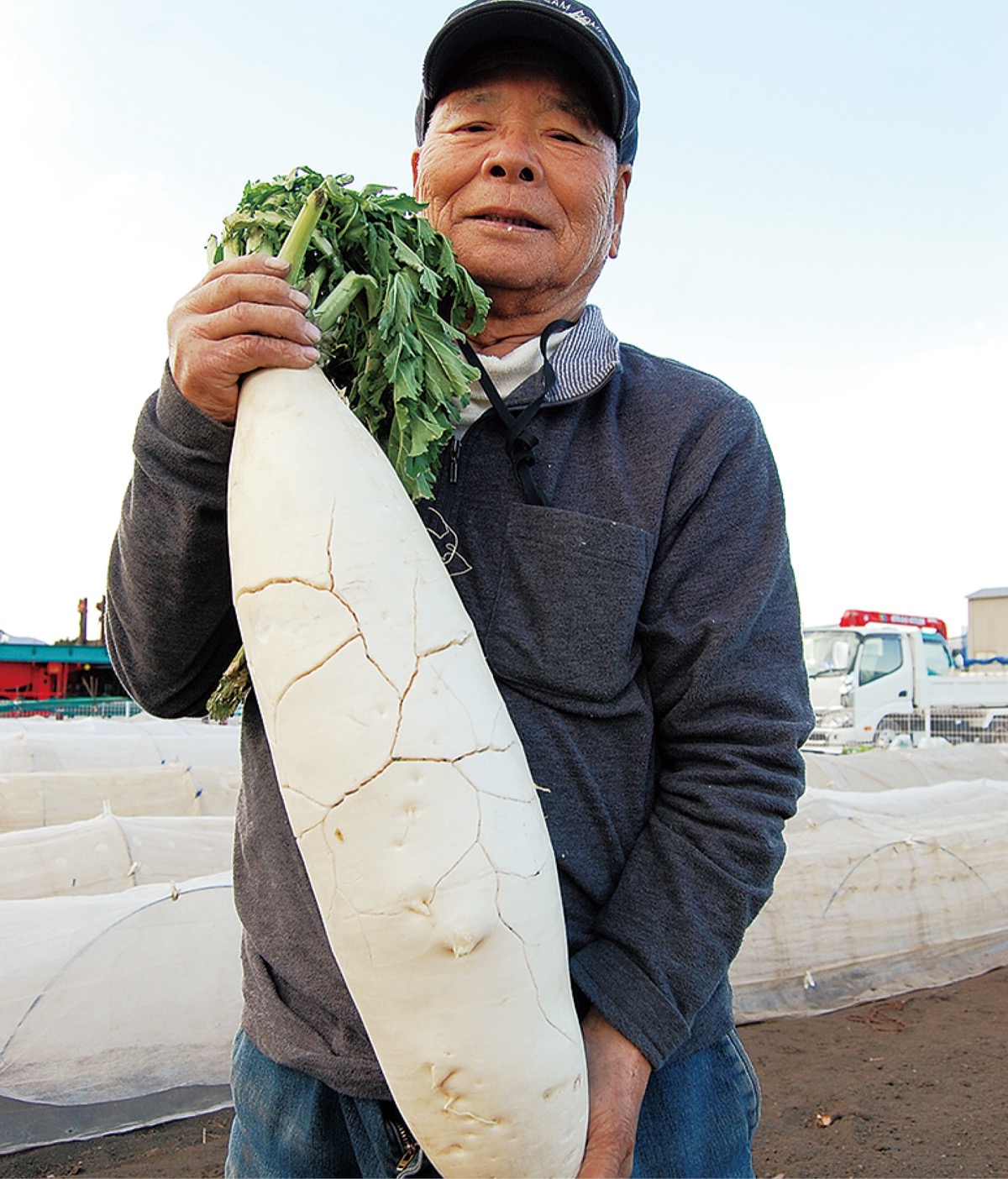 ７kg超える巨大根を収穫