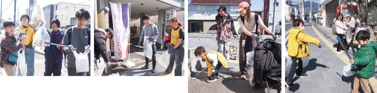 街中のごみを拾う参加者たち