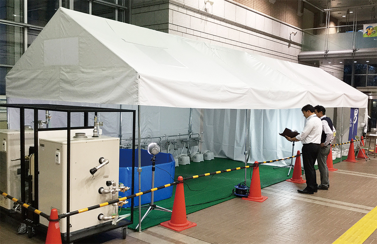 仮設風呂を導入