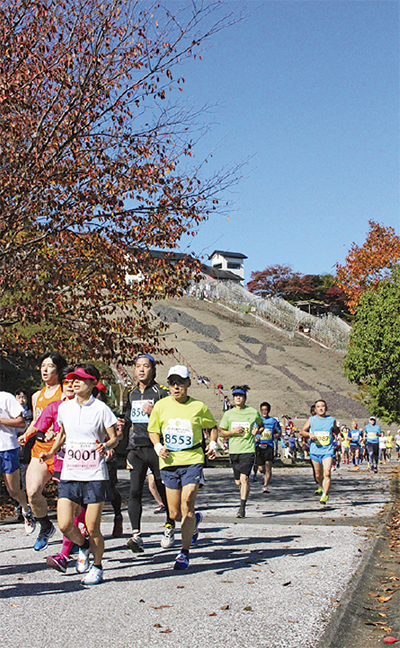 秋の湖畔を疾走