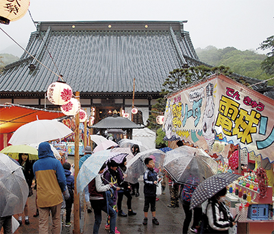 春の半僧坊に傘の花