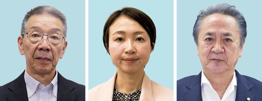 立候補表明順に右から上地氏、小幡氏、為壮氏