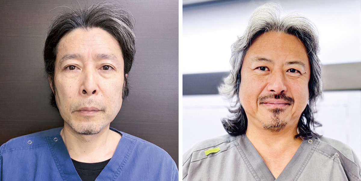 公衆衛生部担当の中村理事=左=と障害者歯科診療担当の有輪理事