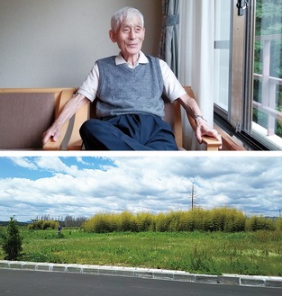生前の松本さんと、浪江町の自宅跡