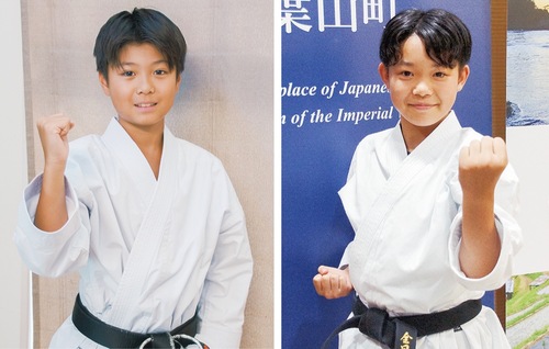 ポーズを決める石井さん（左）と植村さん