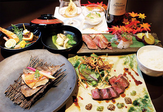 近江牛は希少部位のステーキと炙りの寿司で