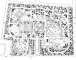 開園当時の公園の図面。左下が埴輪のあった古墳広場（市提供）
