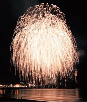 過去の西浜での花火（市観光協会提供）