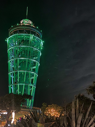 ライトアップされる江の島シーキャンドル（過去／提供）