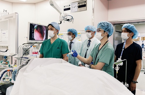 内視鏡手術の視察（提供）