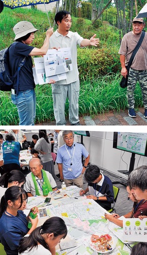 まちを点検後（上）、マップを作成した（下）