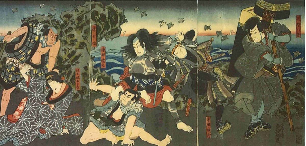 豊原国周『題名不詳(『青砥稿花紅彩画』より白浪五人男)』(同)