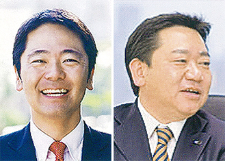 松尾市長（左）上田さんが登場