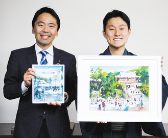 矢野さん（右）と松尾市長