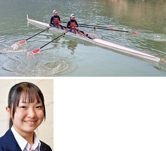 出艇する宮本（前）・山本ペア（提供）、宮本南穂さん