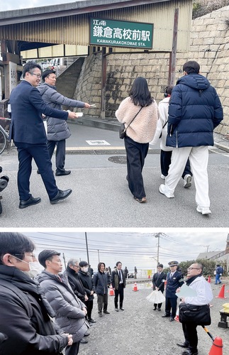 活動内容を共有し、チラシ入りティッシュを配る関係者