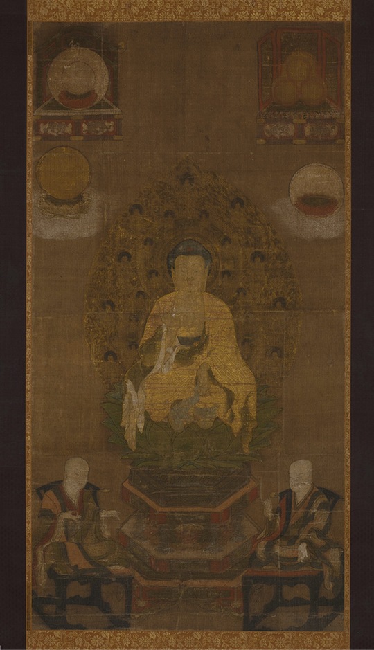 絹本著色　授戒 三聖図（写真は全て鎌倉市教育委員会提供）