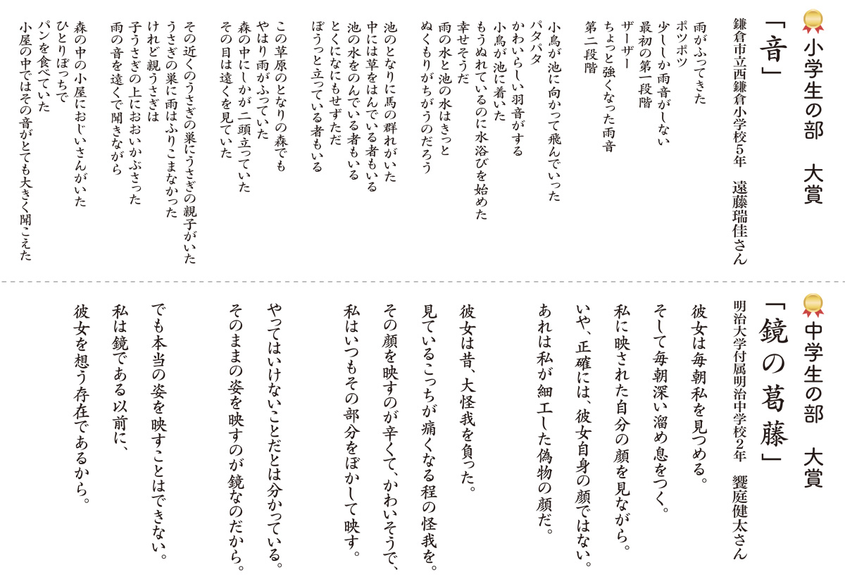 鎌倉文学館 西鎌小の遠藤さんら受賞 「こども文学賞」表彰式 | 鎌倉
