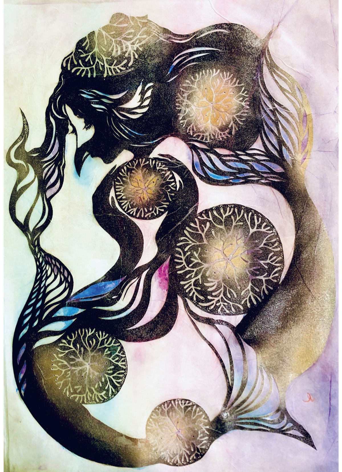 切り絵のアマビエ（刀絵作家・宮本なるさん作）