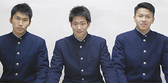 主力として活躍が期待される（右から）白坂選手、長津選手、関根選手