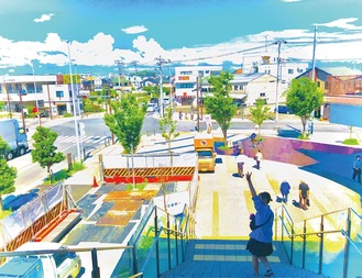 ブランチ茅ヶ崎２から見た浜見平の景色が写された、茅ケ崎西浜高校写真部の作品