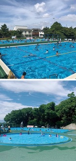命名権が導入される市営浜須賀水泳プール（上）と市営殿山水泳プール
