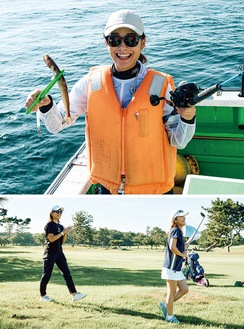 参加者は釣りとゴルフを１日で楽しんだ＝主催者提供