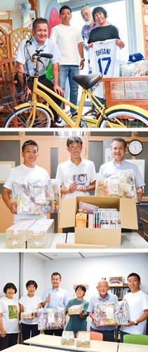 上からサーフサイドセヴン茅ヶ崎ファーム、白十字会林間学校、子どもの園を訪問した組合の会員