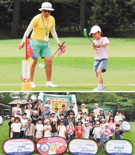 子どもを指導する祖父江さん（上）と参加者