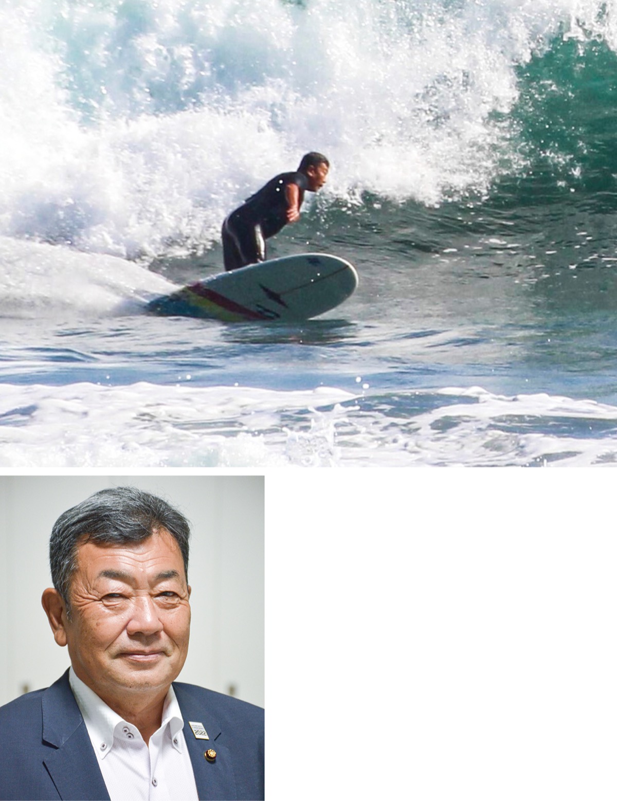 豪快なライディング(上、本人提供)、現在は市議会議員7期目
