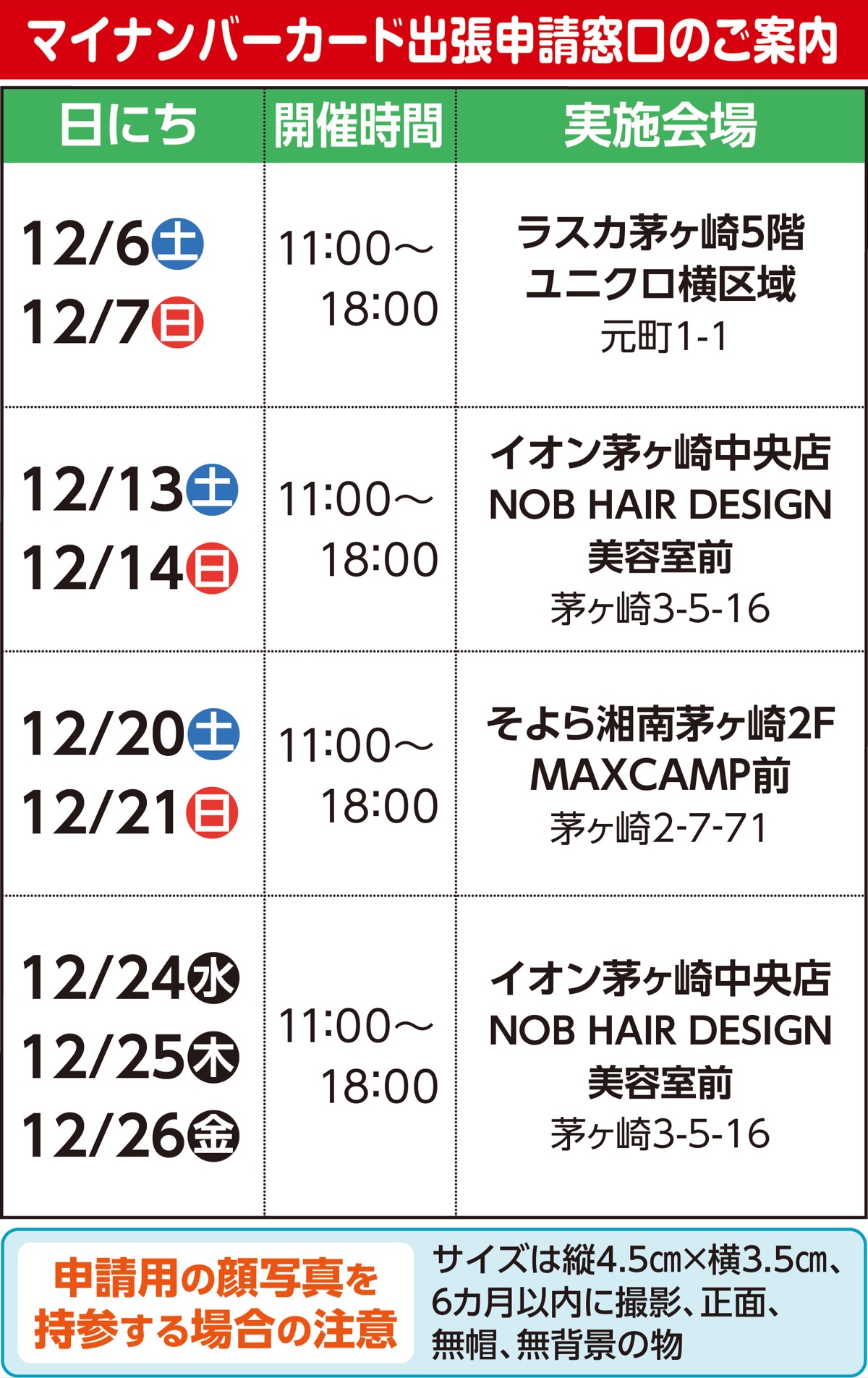マイナンバーカード申請はサポート会場へ