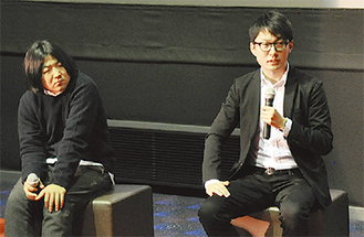 上映後にトークショーを行った伊藤さんと三澤さん（左から）