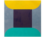 リチャード・ゴーマン《スタック・スクエア》　２０１８年油彩・麻　１５０×１５０cm