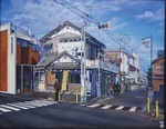 志柿ロパトシロウさんによる「寒川の沖縄」。駅南口近くの飲食店で「見た瞬間描きたくなった」（作者談）。現地で描き、写真も撮って自宅で描き込んだ